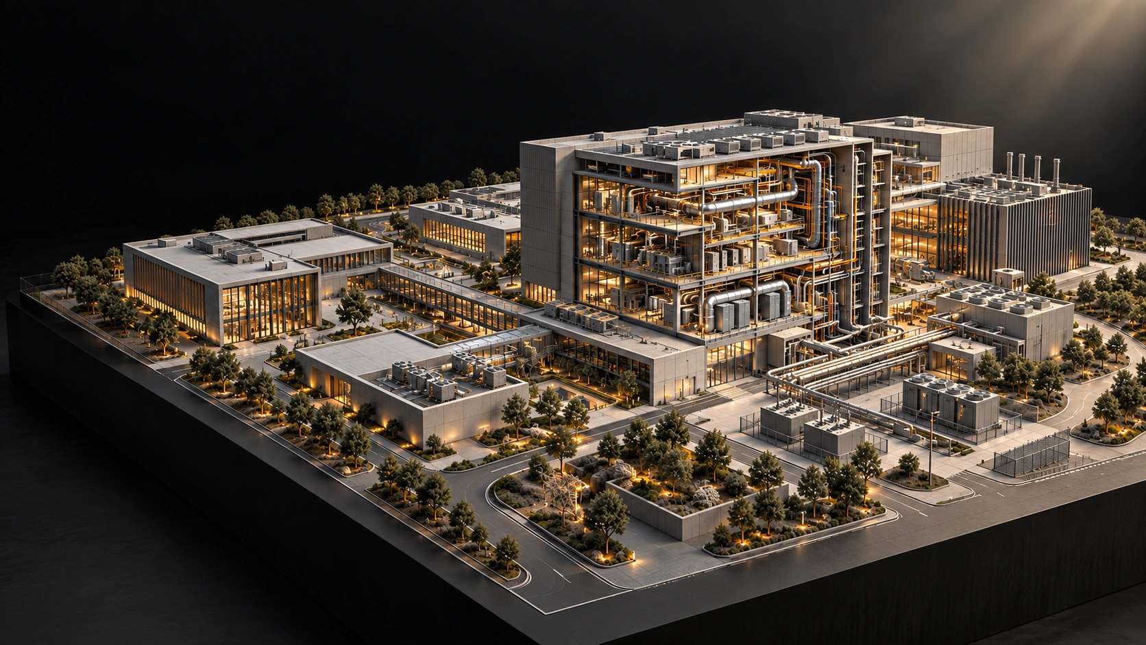 Architectural cutaway showing connected building services
